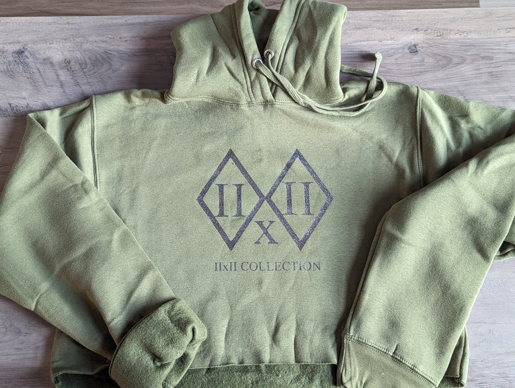 Women's IIxII Olive Green Crop Hoodie